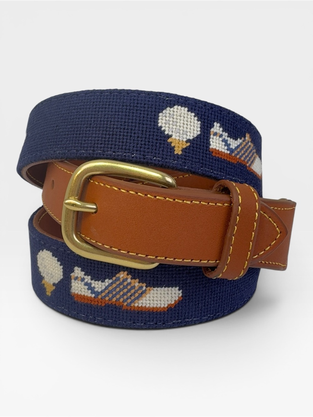 NWOT Charleston Belt Men's Golf Hand Stitched Needlepoint Belt Navy Blue 40